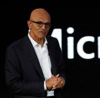 FILE PHOTO: Chairman and CEO of Microsoft Corporation Satya Nadella speaks during the 